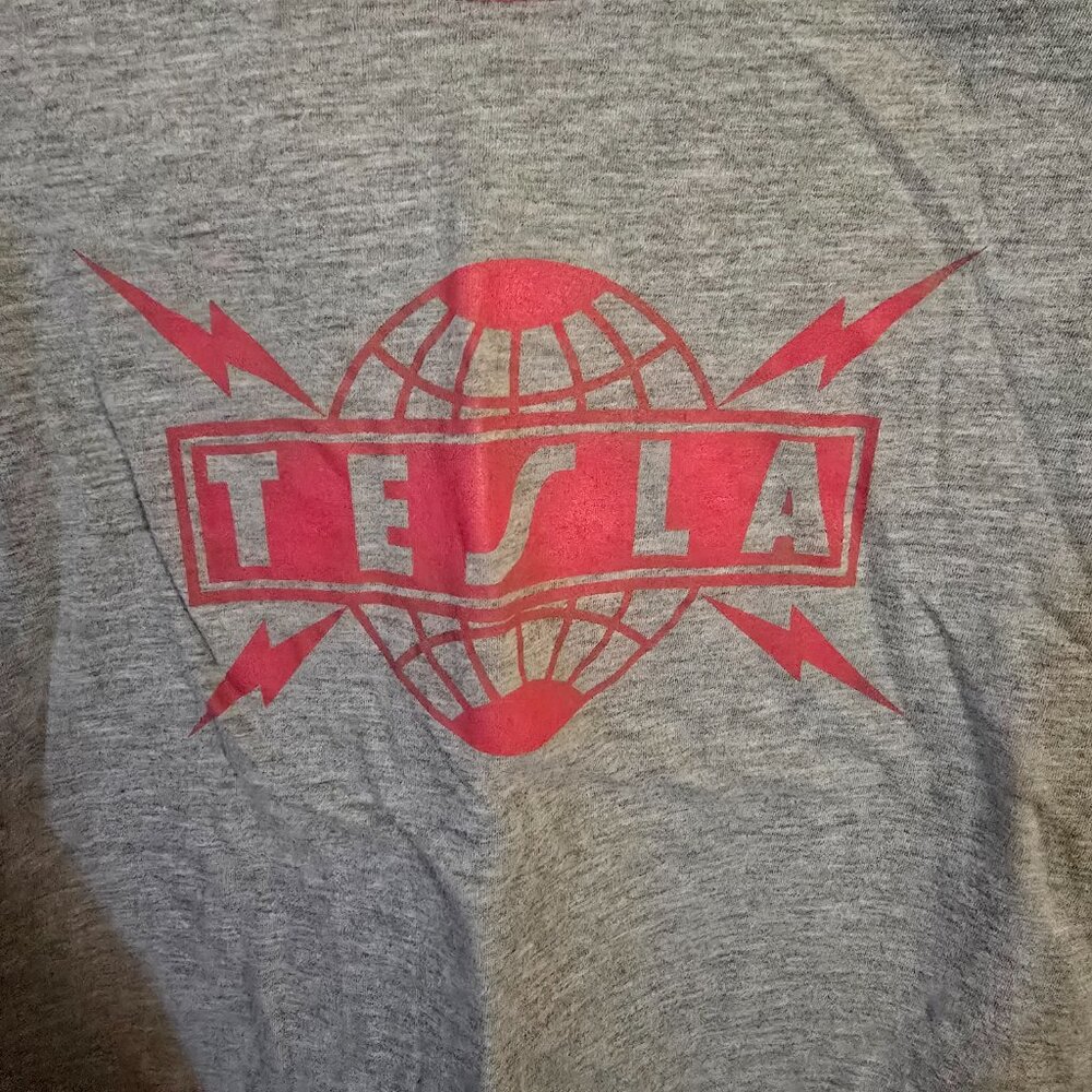 Live & Tell Tesla Rock Band 3/4 Sleeve Jersey Concert Pink/Gray Ladies Medium - Picture 9 of 12